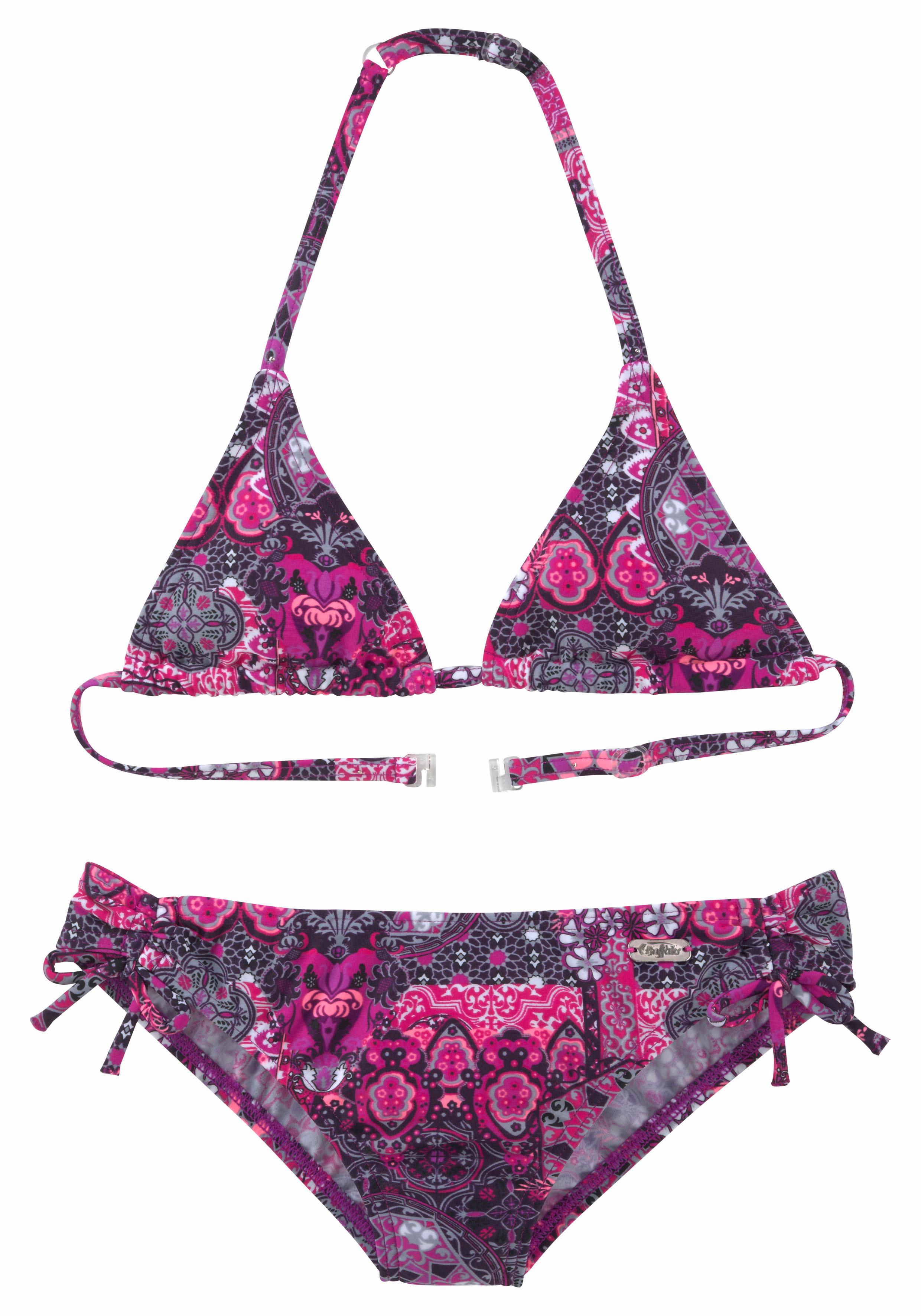 Triangel-Bikini BUFFALO "Shari Kids", Kinder, Gr. 134/140, N-Gr, lila (aubergine, bedruckt), Polyamid, Paisleymuster, Bikini-Sets, im Folklore-Print Image