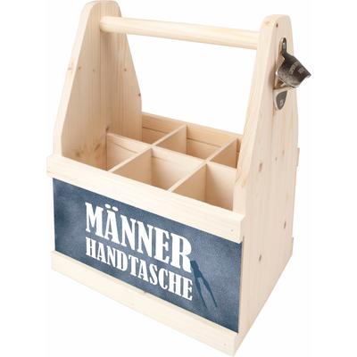 Flaschenkorb CONTENTO "Männer Handtasche", bunt (natur, bunt), B:26cm H:34cm T:17cm, Holz, Einkaufskörbe, aus europäisch