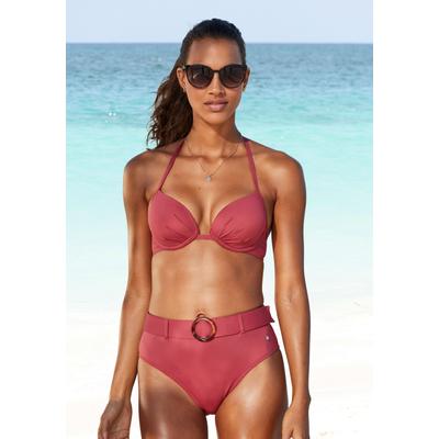Push-Up-Bikini-Top S.OLIVER "Rome", Damen, Gr. 38, Cup C, rot (rostrot), Microfaser, Polyamid, unifarben, Bikini-Oberteile, in verschiedenen Unifarben Image