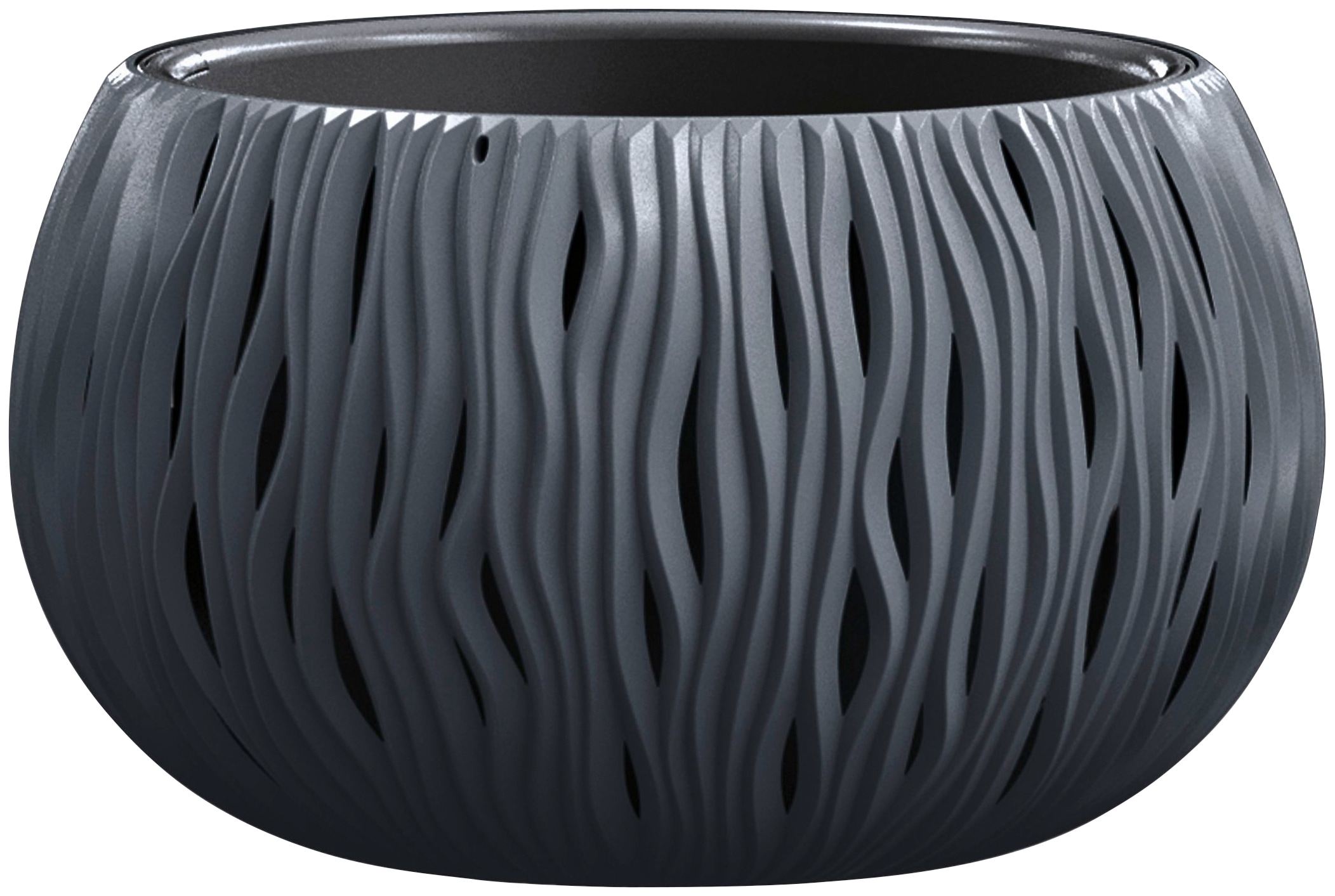 Pflanzkübel PROSPERPLAST "Sandy Bowl", grau (anthrazit), H:21cm Ø:37cm, Kunststoff, Pflanzgefäße, Pflanzkübel, ØxH: 37x21 cm