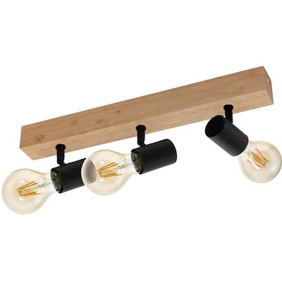 EGLO Deckenspot "TOWNSHEND 3", braun (braun, schwarz), B:5cm L:48cm, Lampen, Vintage Deckenspot im Industrial Design, Retro Lampe, Fassung: E27 Image