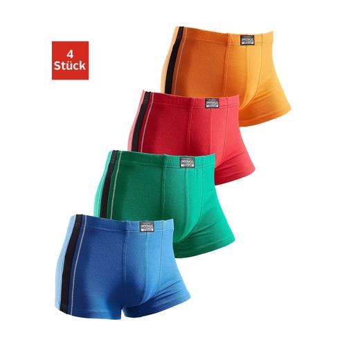 Boxer AUTHENTIC UNDERWEAR Gr. 4, bunt (rot, orange, grün, blau) Herren Unterhosen mit kontrastfarbigen Streifen seitlich