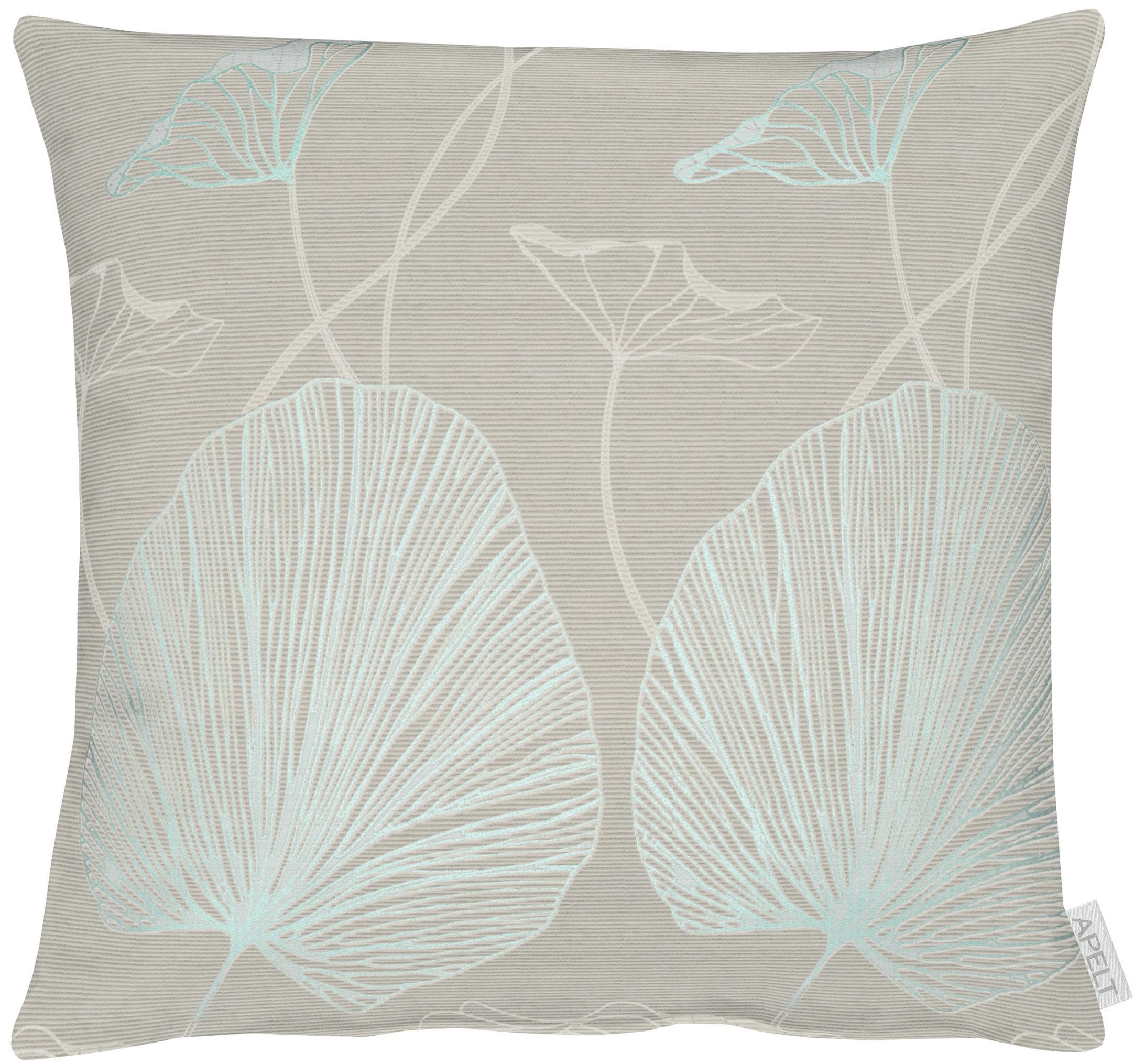 Dekokissen APELT "Nora" Gr. 1, blau (türkis, gemustert), B:45 L:45, Leinen, Polyester, Dekokissen_Sitzkissen_Kissenhüllen, Kissenhülle mit Füllung, 1 Stück Image
