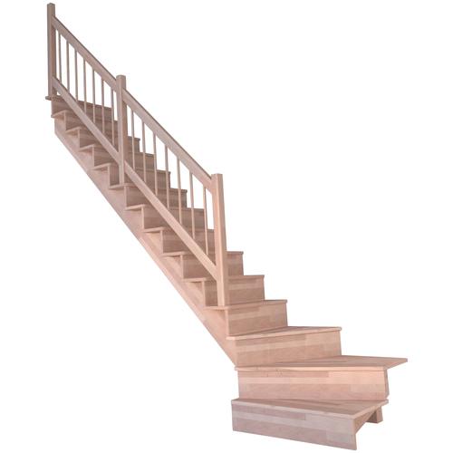 „STARWOOD Systemtreppe „“Massivholz Lindos, Holz-Holz Design Geländer““ Treppen gewendelt Links, Durchgehende Wangenteile Gr. gewendelt, beige (natur) Treppen“