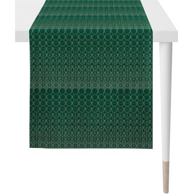 Tischläufer APELT "1308 Loft Style, Jacquard", grün (smaragd, beige), B:48cm L:140cm, Polyester, Tischdecken, Fleckschutz Image