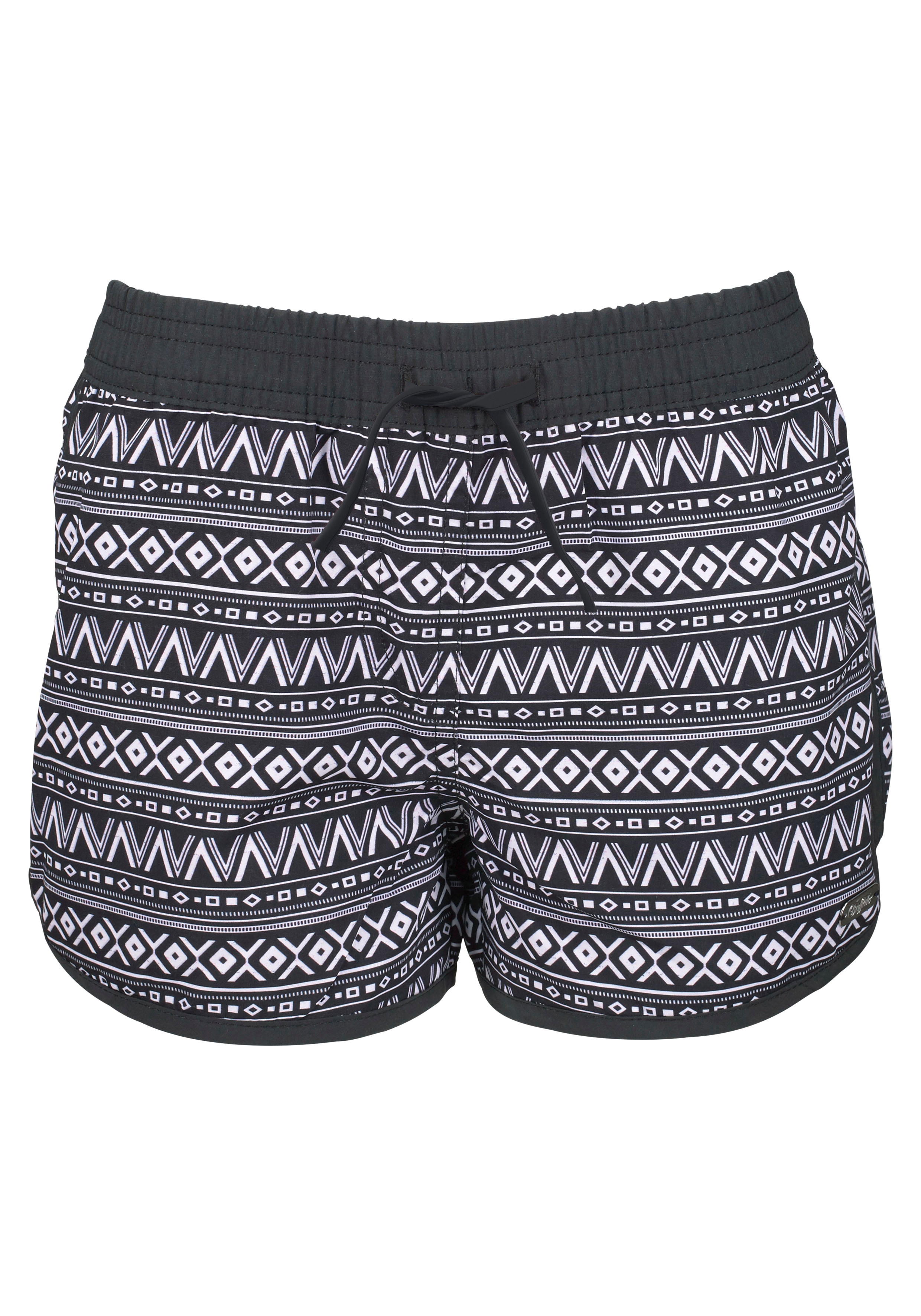 Badeshorts BUFFALO, Kinder, Gr. 134/140, N-Gr, schwarz-weiß (schwarz, weiß), Microfaser, Polyester, Ethnomuster, Badehosen, mit Ethnodruck Image