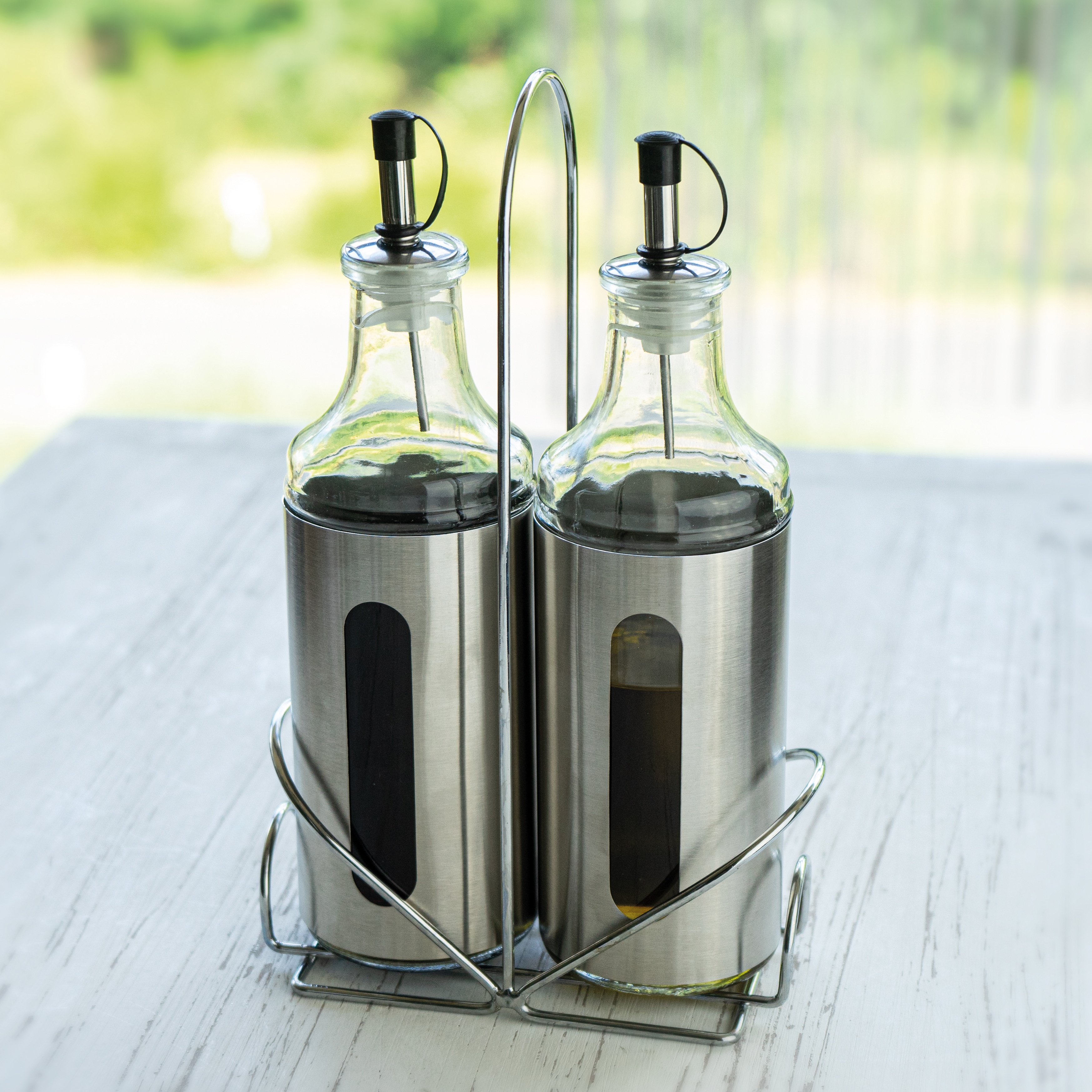 Menage-Set NOOR LIVING, silber (edelstahlfarben), B:825cm H:23cm Ø:6,5cm, Menage-Sets, mit Edelstahlständer Image