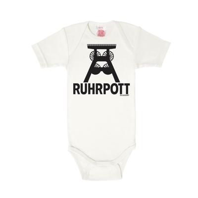 Body LOGOSHIRT Gr. 74, EURO-Größen, weiß Baby Bodies mit Ruhrpott-Frontdruck