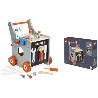 Spielwerkbank JANOD "Brico'Kids Werkbankwagen groß" Rollenspielzeug bunt Kinder Ab 18 Monaten