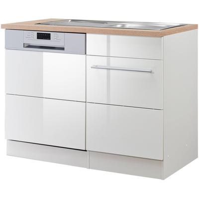Spülenschrank KOCHSTATION "KS-Wien", weiß (weiß hochglanz), B:110cm H:85cm T:60cm, MDF, Holzwerkstoff, Schränke, Breite 110 cm, inkl. Möbelfront für teilintegrierbaren Geschirrspüler Image
