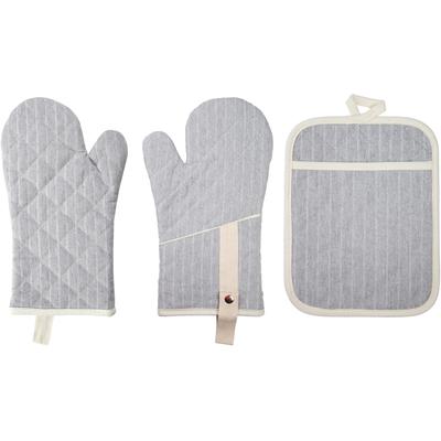 Topfhandschuhe STUCO "gestreift", grau (hellgrau, natur), Polyester, Baumwolle, Topflappen Image