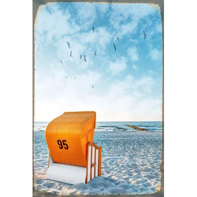 Metallbild QUEENCE "Strandkorb", orange (farbe bild(er): orange), B:45cm H:30cm, Stahl, Metall, Bilder, Stahlschild, Blechschild, Strandkorb Fernweh, Sylt Image