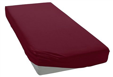 Spannbettlaken BELLANA "Jersey-Elasthan Aqua in Gr. 90x200, 140x200 oder 180x200 cm", rot (bordeaux), 1 Stk., Jersey, 100x200 100x210 100x220 110x200 110x210 110x220 120x200 120x210 120x220 90x200 90x210 90x220 35, Jersey, Obermaterial: 97%...