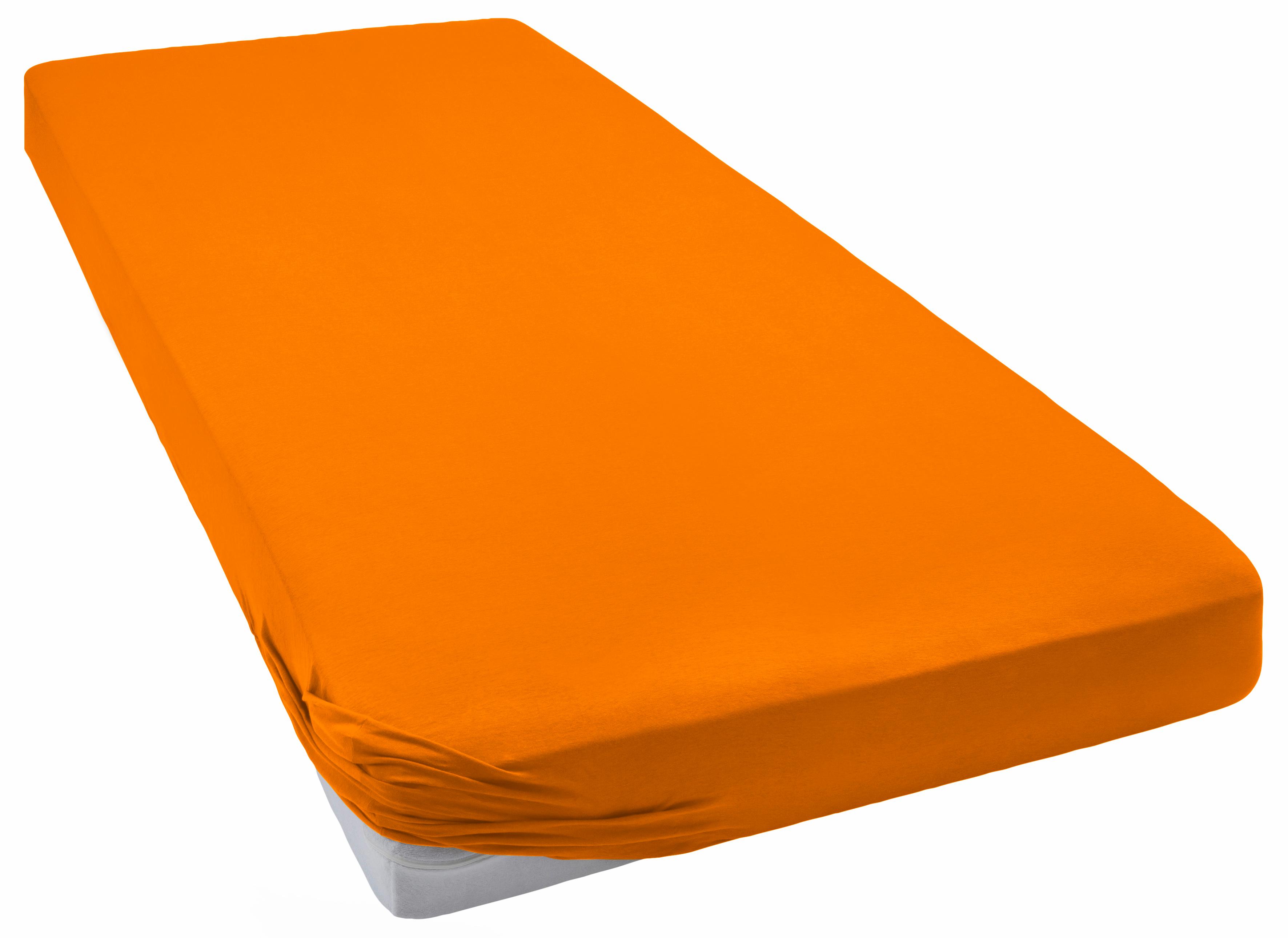 Spannbettlaken BELLANA "Jersey-Elasthan Aqua in Gr. 90x200, 140x200 oder 180x200 cm", orange (papaya), 1 Stk., Jersey, 140x200 140x210 140x220 150x200 150x210 150x220 160x200 160x210 160x220 35, Jersey, Obermaterial: 97% Baumwolle, 3% Elasthan,...