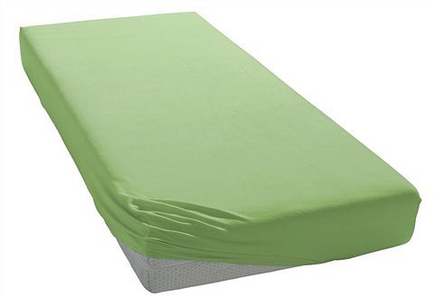 Spannbettlaken BELLANA "Jersey-Elasthan Aqua in Gr. 90x200, 140x200 oder 180x200 cm", grün (moos), 1 Stk., Jersey, 100x200 100x210 100x220 110x200 110x210 110x220 120x200 120x210 120x220 90x200 90x210 90x220 35, Jersey, Obermaterial: 97% Baumwolle,...