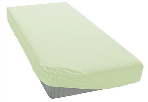 Spannbettlaken BELLANA "Jersey-Elasthan Aqua in Gr. 90x200, 140x200 oder 180x200 cm", grün (lindgrün), 1 Stk., Jersey, 140x200 140x210 140x220 150x200 150x210 150x220 160x200 160x210 160x220 35, Jersey, Obermaterial: 97% Baumwolle, 3% Elasthan,...