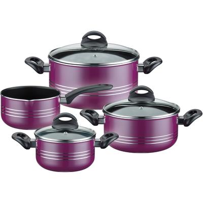 Topf-Set GSW "Milano color" Töpfe lila (violett) extra starker FerroThermBoden, Induktion