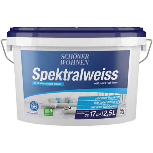 „SCHÖNER WOHNEN-FARBE Wand- und Deckenfarbe „“Spektralweiss““ Farben weiß, für innen, hoher Weißgrad Gr. 2,5 l 2500 ml, weiß Wandfarbe“