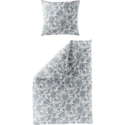 Bettwäsche BIERBAUM "Flower jungle", blau, B/L: 155cm x 220cm, , Renforcé, B/L: 80cm x 80cm, Renforcu00e9, Obermaterial: 100% Baumwolle, Bettwäsche, 100 % Baumwolle, mit floralem Muster, pflegeleicht Image