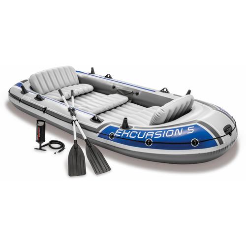 "Schlauchboot INTEX ""Excursion 5"" Kleinboote grau (grau, blau) Wasserspielzeug"