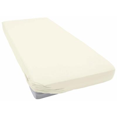 Spannbettlaken PRIMERA "Mako-Feinjersey Spannbetttuch", beige (ecru), B:140-160cm L:200cm, Mako-Jersey, Obermaterial: 100% Baumwolle, Laken, Geeignet für Standardmatratzen bis 22 cm, 100% Baumwolle Image