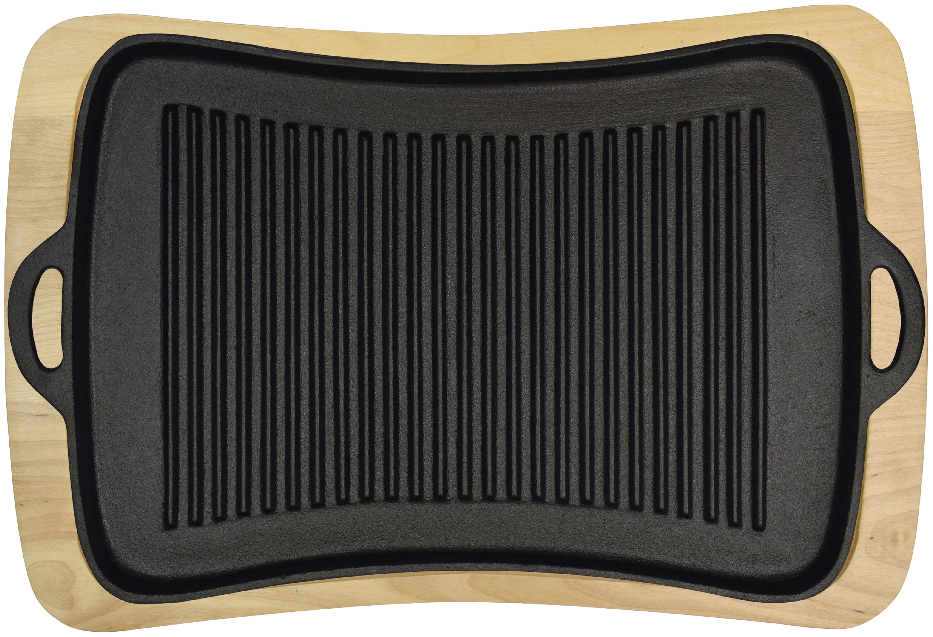 Grillplatte JIM BEAM BBQ, schwarz, B:40cm T:43cm, Gusseisen, Grillroste, mit Holzuntersetzer, 40x43 cm Image
