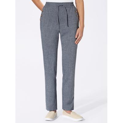 Leinenhose CLASSIC BASICS, Damen, Gr. 25, Kurzgrößen, blau (jeansblau), 100% Polyester, unifarben, meliert, lang, Hosen Image