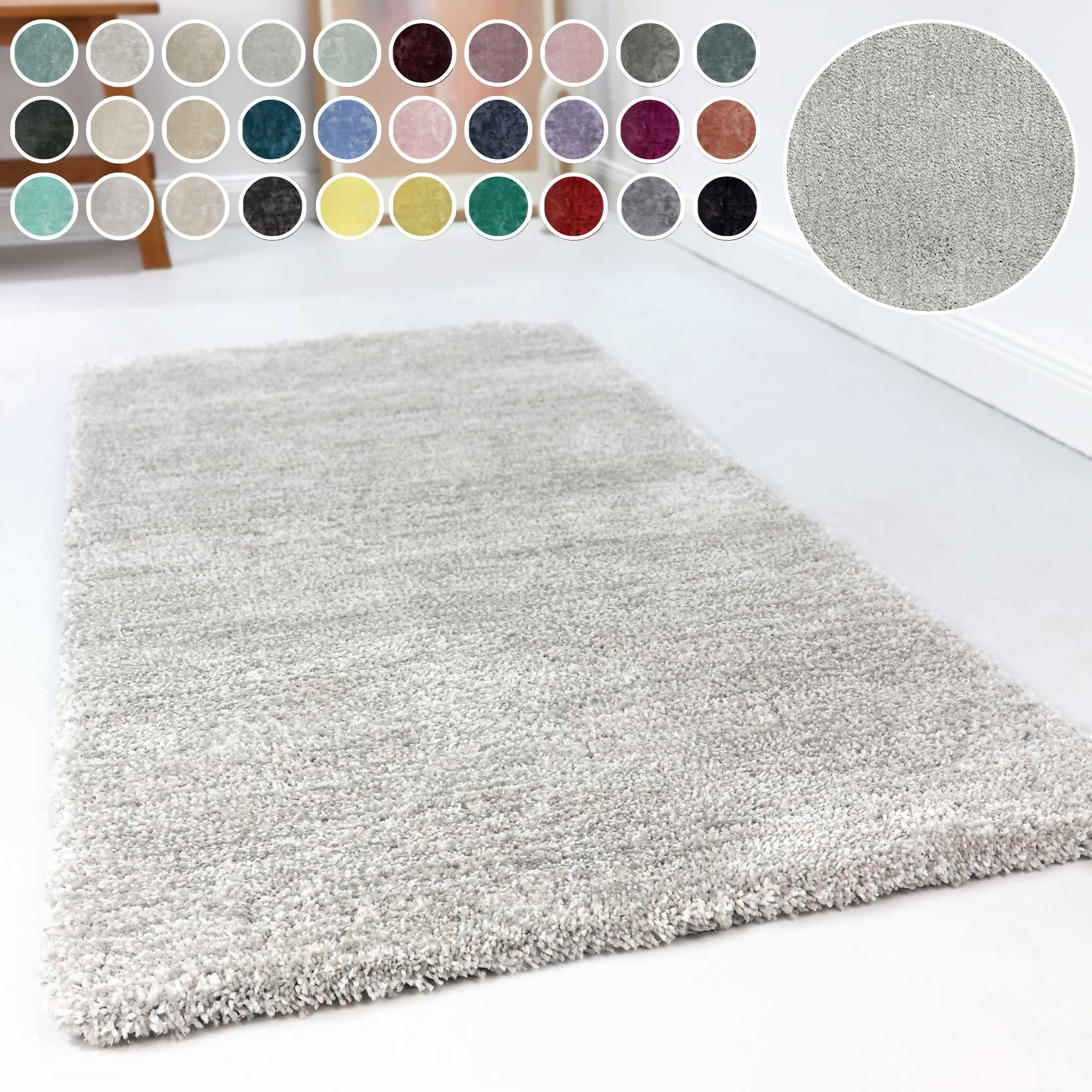 Hochflor-Teppich ESPRIT "Relaxx ESP-4150" Gr. 6, grau (hellgrau, creme, meliert), B:200cm H:25mm L:290cm, Kunstfaser, Teppiche, Wohnzimmer, sehr große Farbauswahl, weicher dichter Hochflor