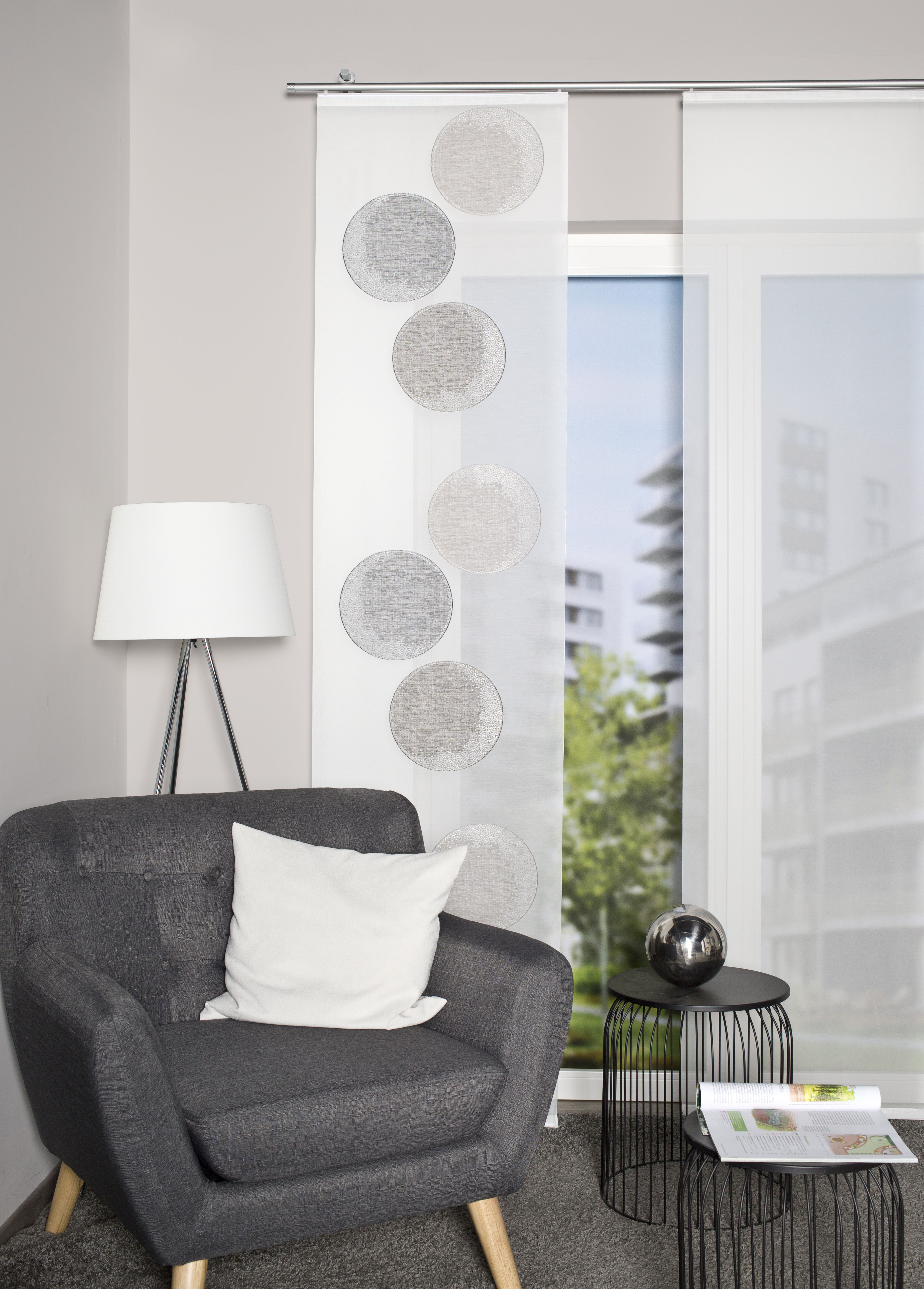 Schiebegardine HOME WOHNIDEEN "REMONA" Gr. 1, grau (steinfarben), B:60cm H:245cm, Polyester, Gardinen, Schiebevorhang Scherli Image