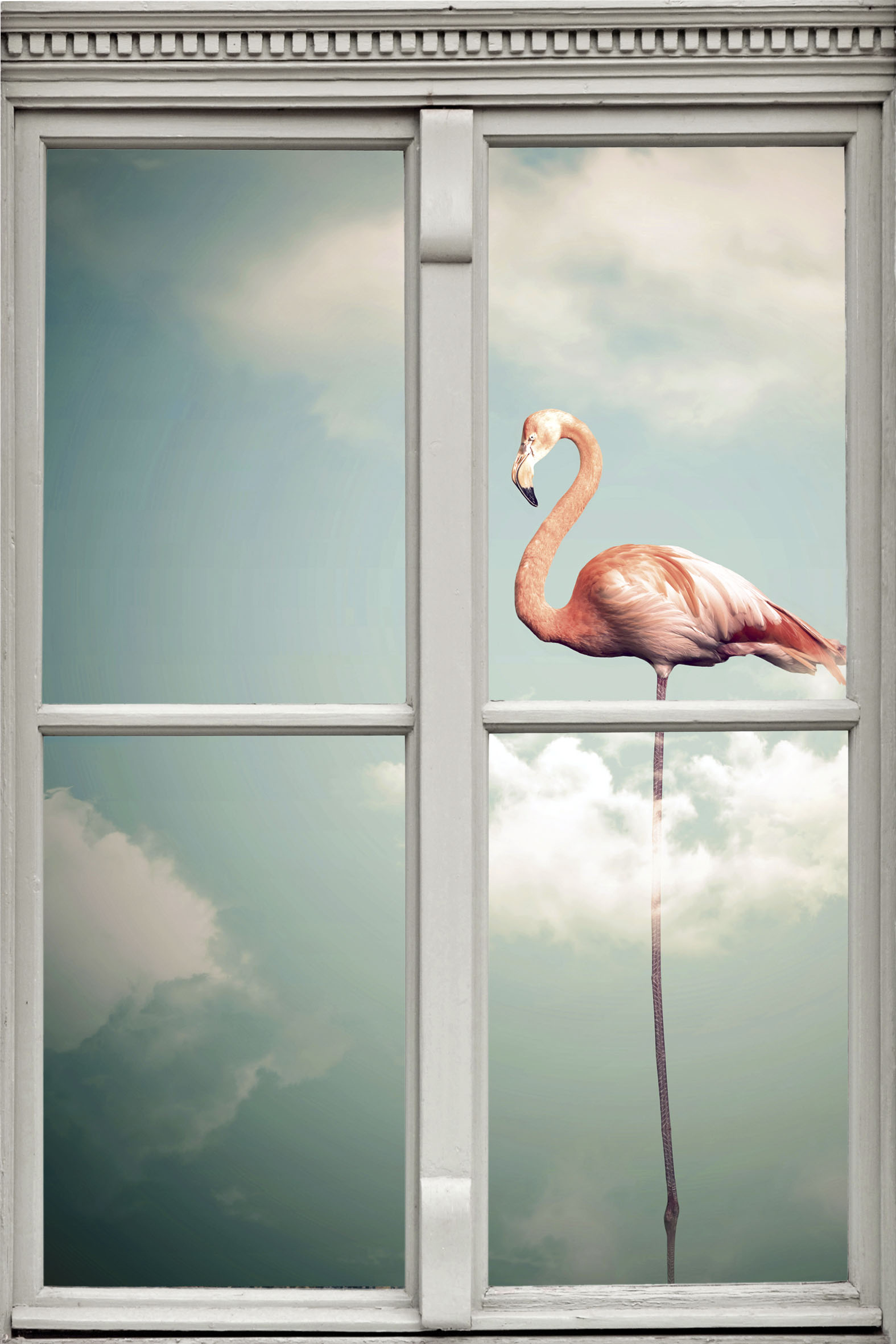 Wandsticker QUEENCE "Flamingo", rosa, B:40cm H:60cm T:0,1cm, Wandtattoos, Wandsticker, Wandbild, selbstklebend, 3D, Fenster