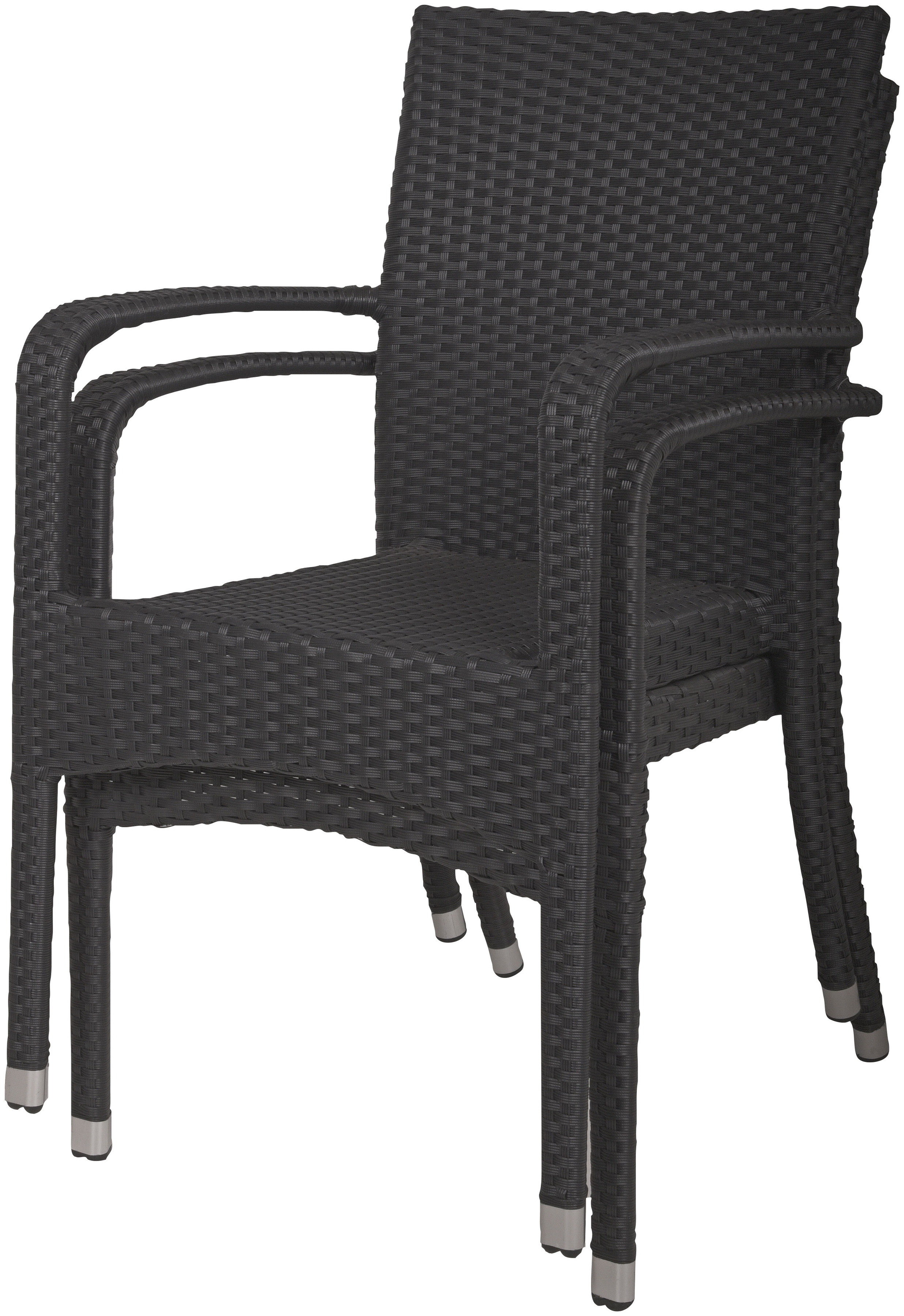 Stapelstuhl GARDEN PLEASURE "LONDON", schwarz (schwarz, schwarz), B:55cm H:87cm T:57cm, Kunststoff, Stühle, 2er Set, auch für die Gastronomie geeignet