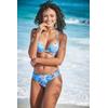 Bikini-Hose S.OLIVER "Maya", Damen, Gr. 34, N-Gr, blau (blau, bedruckt), Polyamid, floral, Badehosen, mit Ziergürtel
