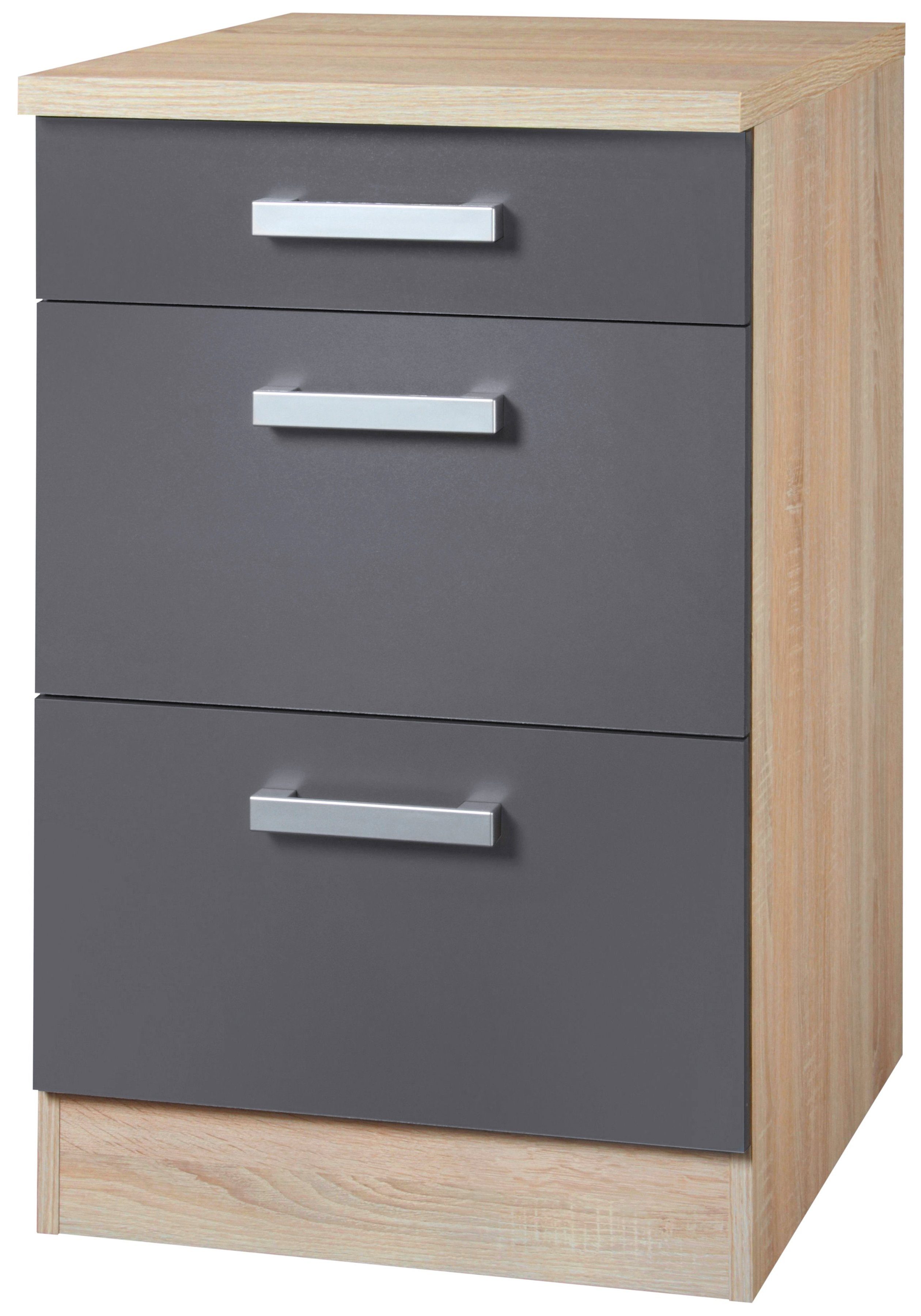 Unterschrank KOCHSTATION "KS-Toronto", grau (anthrazit, eiche), B:50cm H:85cm T:60cm, Spanplatte, Schränke, Unterschrank