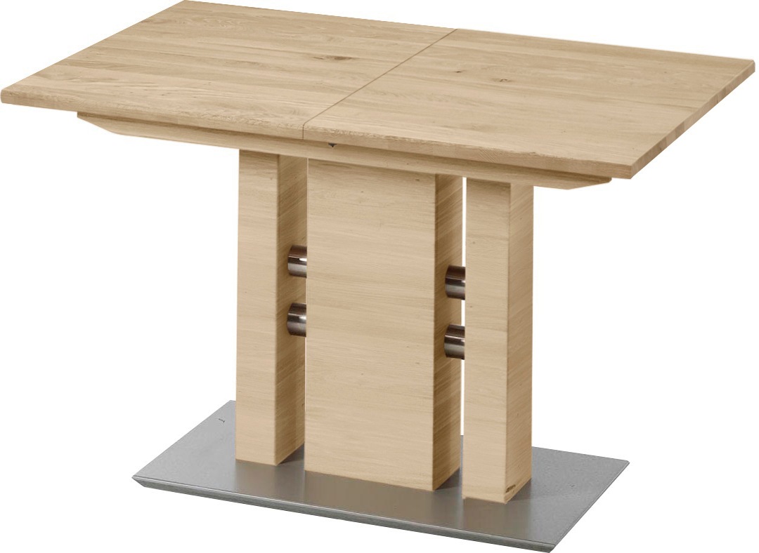 Esstisch K+W KOMFORT & WOHNEN "5030", braun (wildeiche bianco 434), B:120cm H:75cm T:80cm, Tische, Esstisch Ausziehbarer Esstisch, Funktionstisch mit Synchronauszug, Massivholz,2 Breiten wählbar