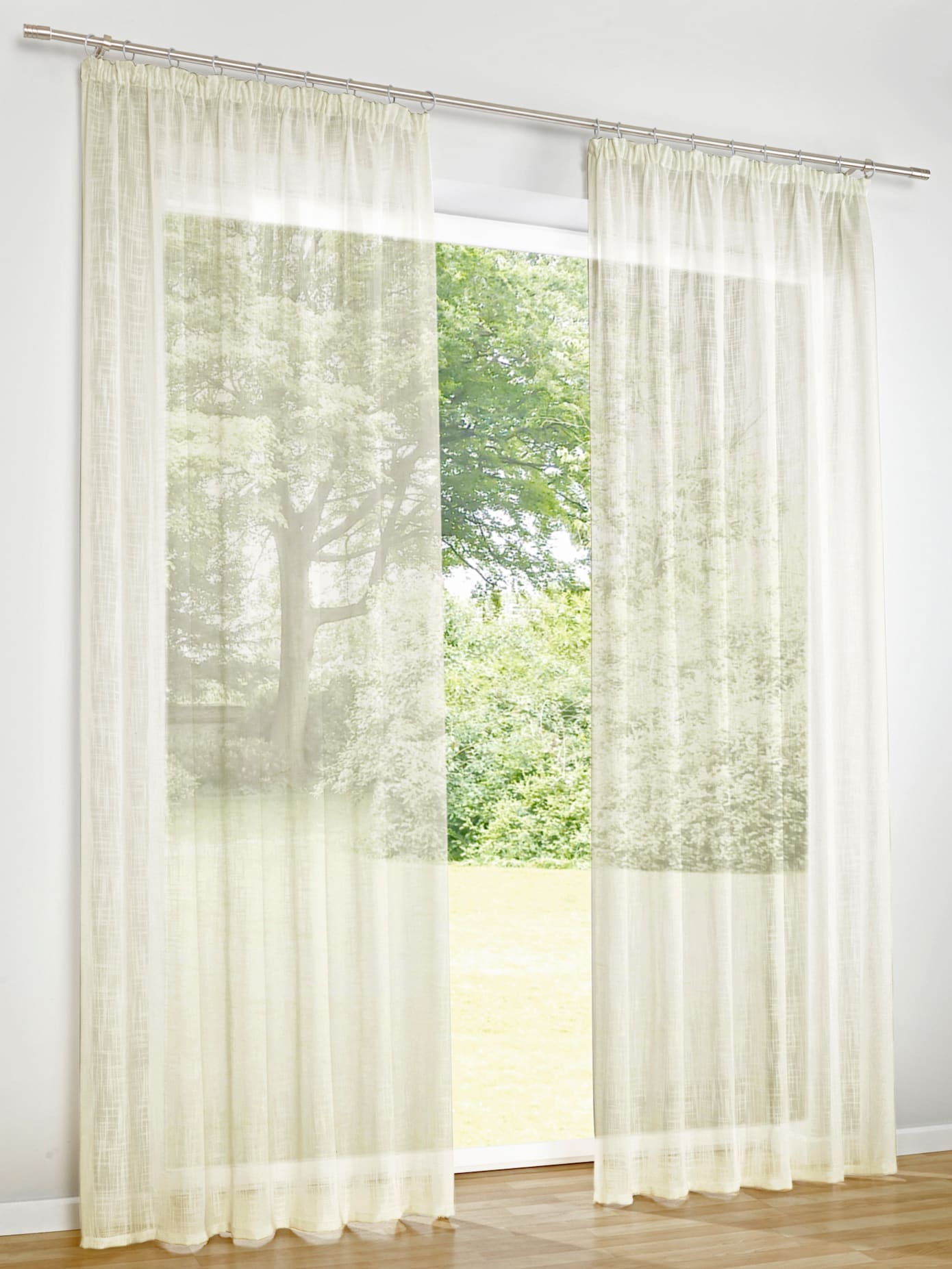 Gardine HEINE HOME Gr. 1, weiß (sanftes weiß), B:140cm H:145cm, Polyester, Gardinen Image