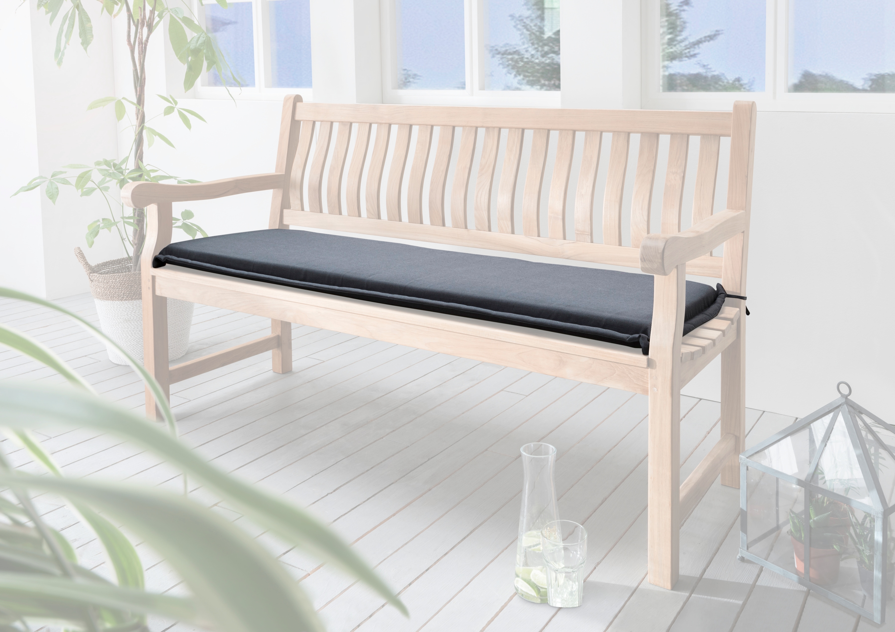 Bankauflage DESTINY "POLSTER", grau (anthrazit), B:180cm T:45cm, Obermaterial: 100% Polyester. Füllung: 100% Polyurethan, Polsterauflagen, Polyester