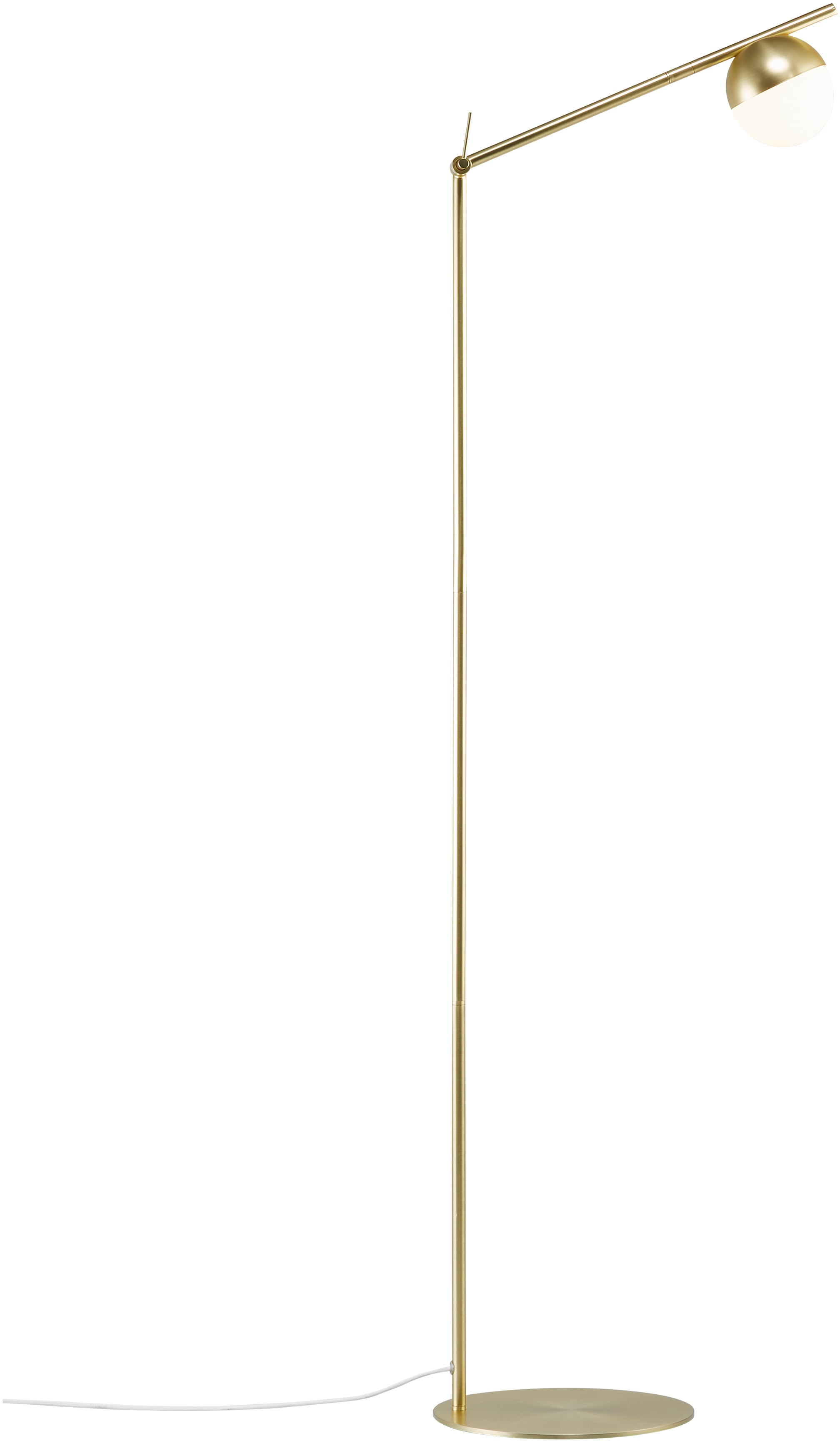 NORDLUX Stehlampe "CONTINA", grau (messingfarben), 1, Ø 10cm H: 140cm, Leuchten, Textil Kabel, mundgeblasenes Opal Glas, LED Bogenlampe Image