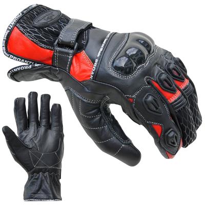 Motorradhandschuhe PROANTI Handschuhe Gr. XL, rot (rot, schwarz) aus Leder, kurz geschnitten