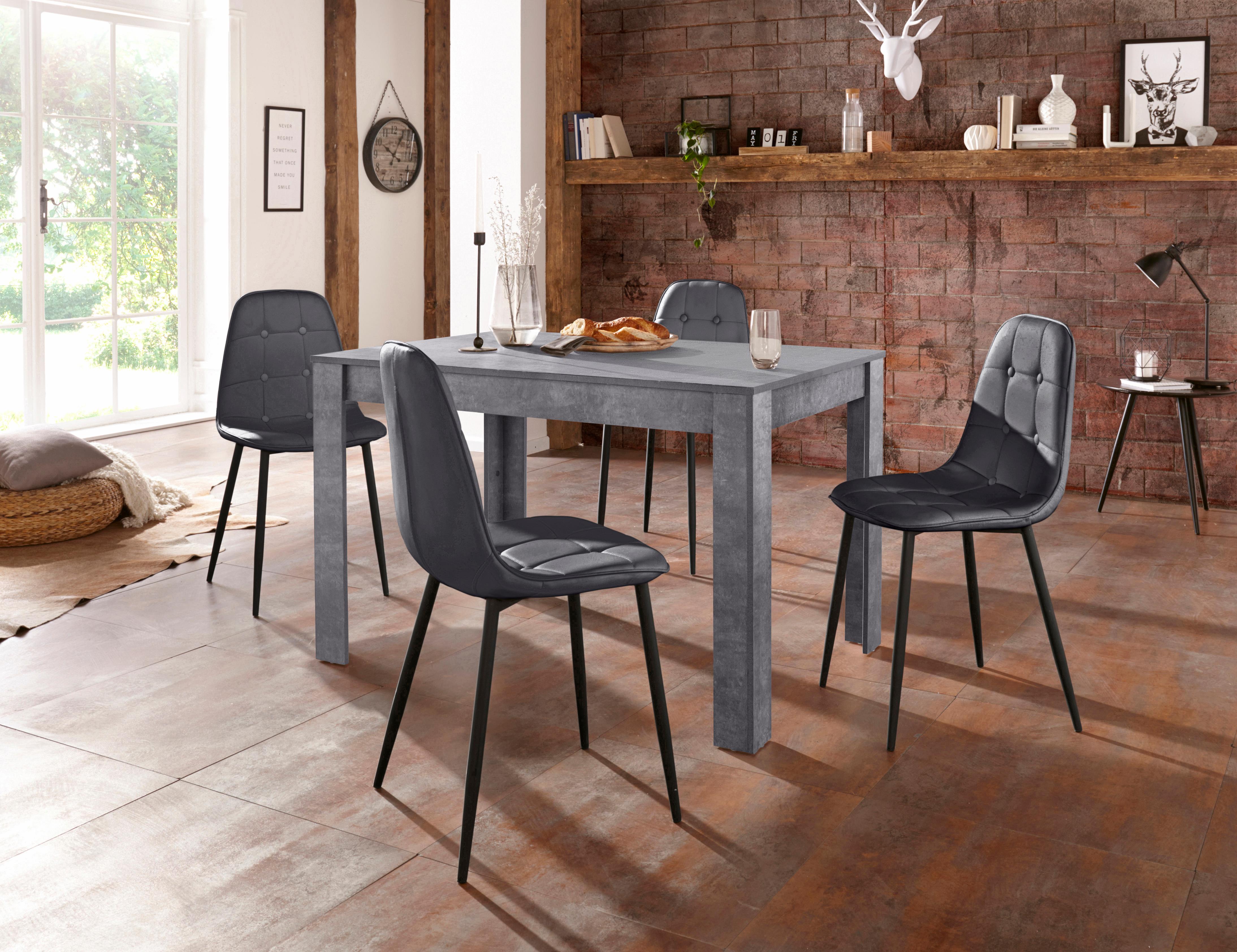 Essgruppe INOSIGN, grau (schieferfarben, schwarz,), B:120cm, Sitzmöbel-Sets, Essgruppe, mit Esstisch 120 cm breit