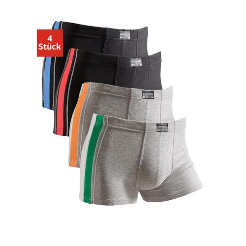 Boxer AUTHENTIC UNDERWEAR Gr. 5, grau (grau, meliert, grau, schwarz, schwarz) Herren Unterhosen mit kontrastfarbigen Streifen seitlich