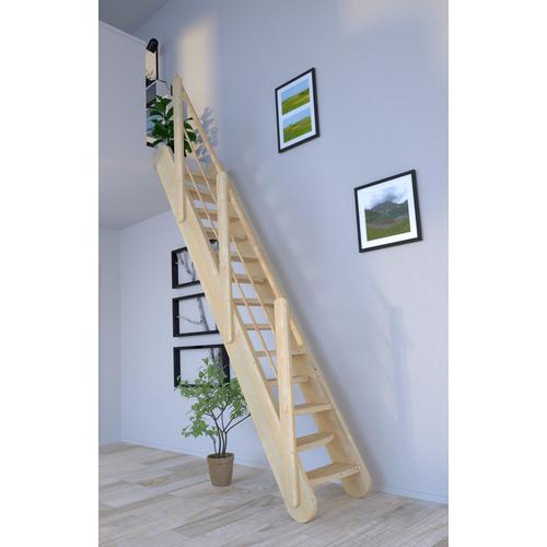 „STARWOOD Raumspartreppe „“Massivholz Samos, Holz-Holz Design Geländer““ Treppen Durchgehende Wangenteile beige (natur) Treppen“
