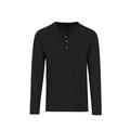 Longsleeve TRIGEMA "TRIGEMA Langarmshirt mit Knopfleiste", Herren, Gr. L, schwarz, 100% Baumwolle, casual, Langarm, Shirts