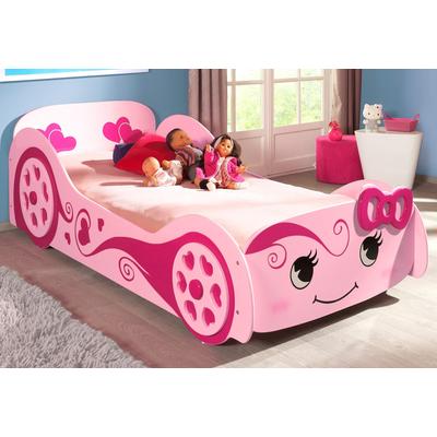 Kinderbett VIPACK "LoveCar, in verspielter Optik, ein Highlight im Kinderzimmer", rosa, B:101cm H:68cm L:213cm, Betten, Liegefläche 90/200, inkl. Lattenrost, die Räder sind feststehend