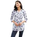 Longbluse CLASSIC BASICS Gr. 52, blau (weiß, nachtblau, bedruckt) Damen Blusen 3/4 arm