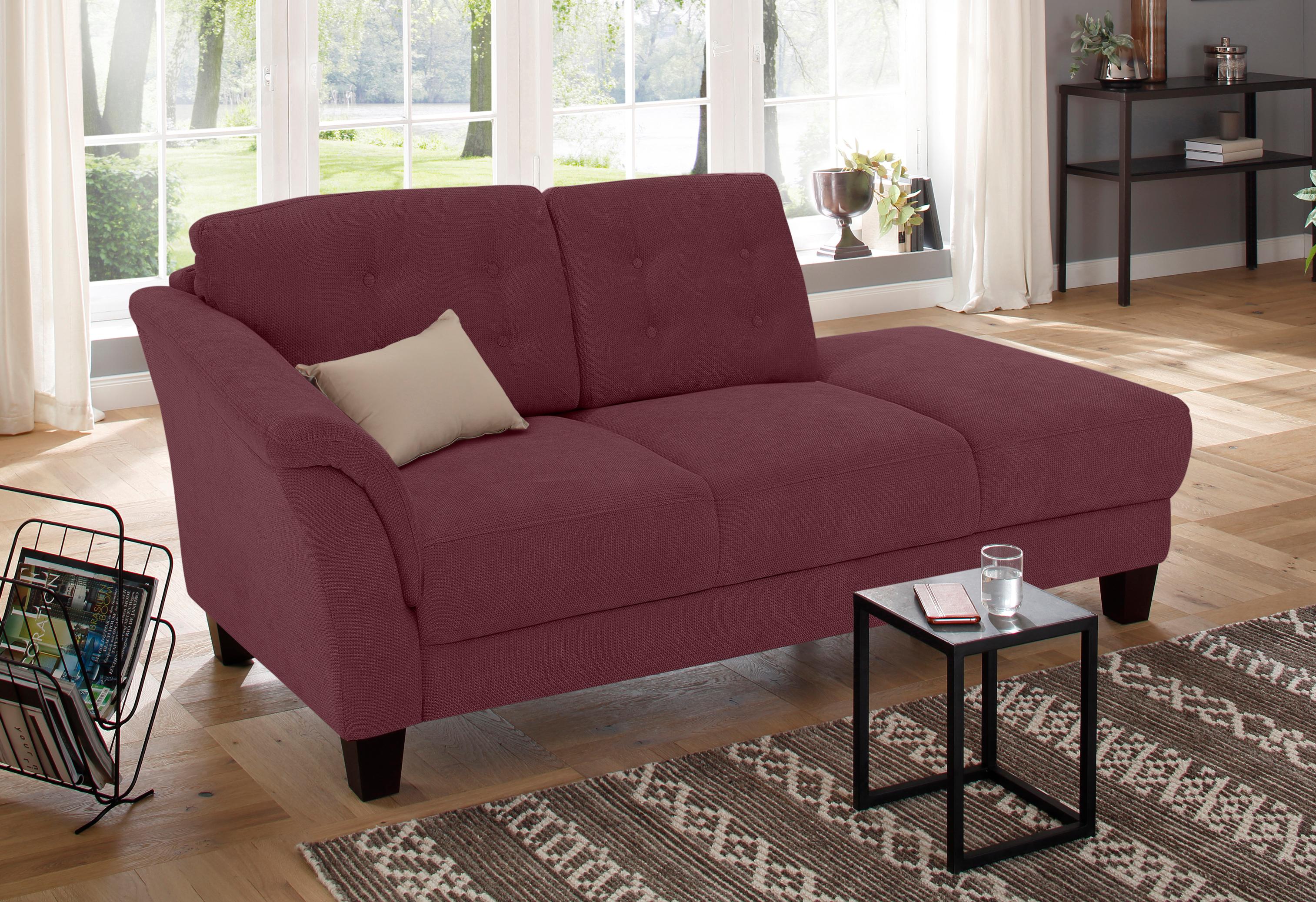 Recamiere HOME AFFAIRE "Trondheim", lila (chianti), B:197cm H:89cm T:90cm, Luxus-Microfaser (90% Polyester, 10% Polyamid);Struktur fein (100% Polyester);Flachgewebe (100% Polyester), Sofas, Longchair, freistehend, mit Federkern, Knopfheftung im...