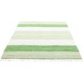 Teppich THEKO "Stripe Cotton" Teppiche Gr. B/L: 120 cm x 180 cm, 5 mm, 1 St., grün Fransenteppich Baumwollteppiche Flachgewebe, gestreift, reine Baumwolle, handgewebt, mit Fransen