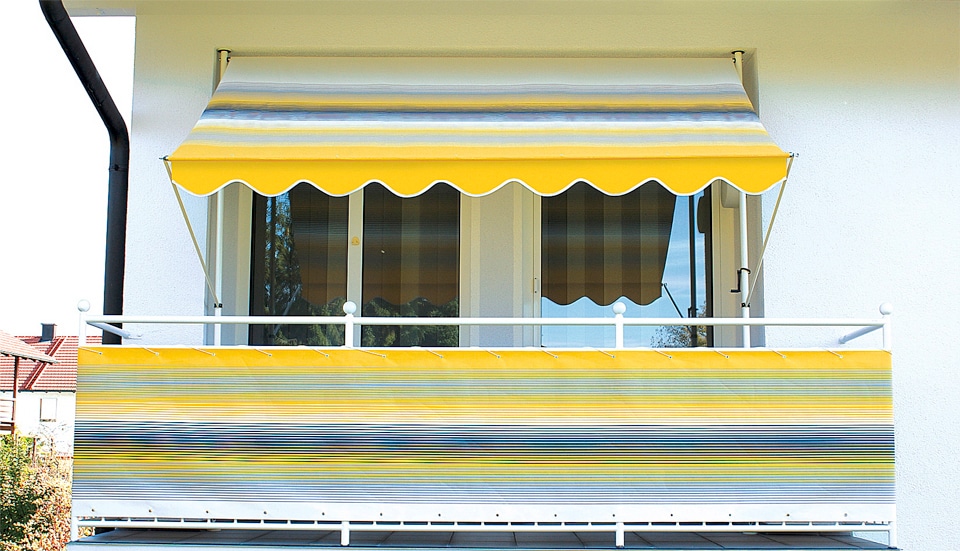 Klemmmarkise, gelb (gelb, grau), B:350cm, Polyacryl, ANGERER FREIZEITMÖBEL, Markisen, gelb-grau, Ausfall: 150 cm, versch. Breiten Image
