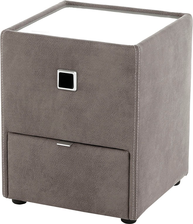 Nachtkonsole JOCKENHÖFER GRUPPE "Lancy", grau (grau 415, 19), B:42,5cm H:53cm T:45cm, Glas, Holzwerkstoff, Sideboards, Nachtkonsole, mit LED-Beleuchtung