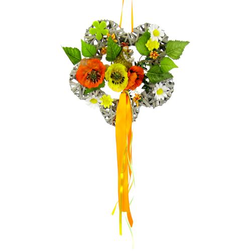 "Kunstkranz I.GE.A. ""Holzblume"" Kunstpflanzen Gr. B/H: 24 cm x 24 cm, orange Kunstkranz Kunstpflanzen"