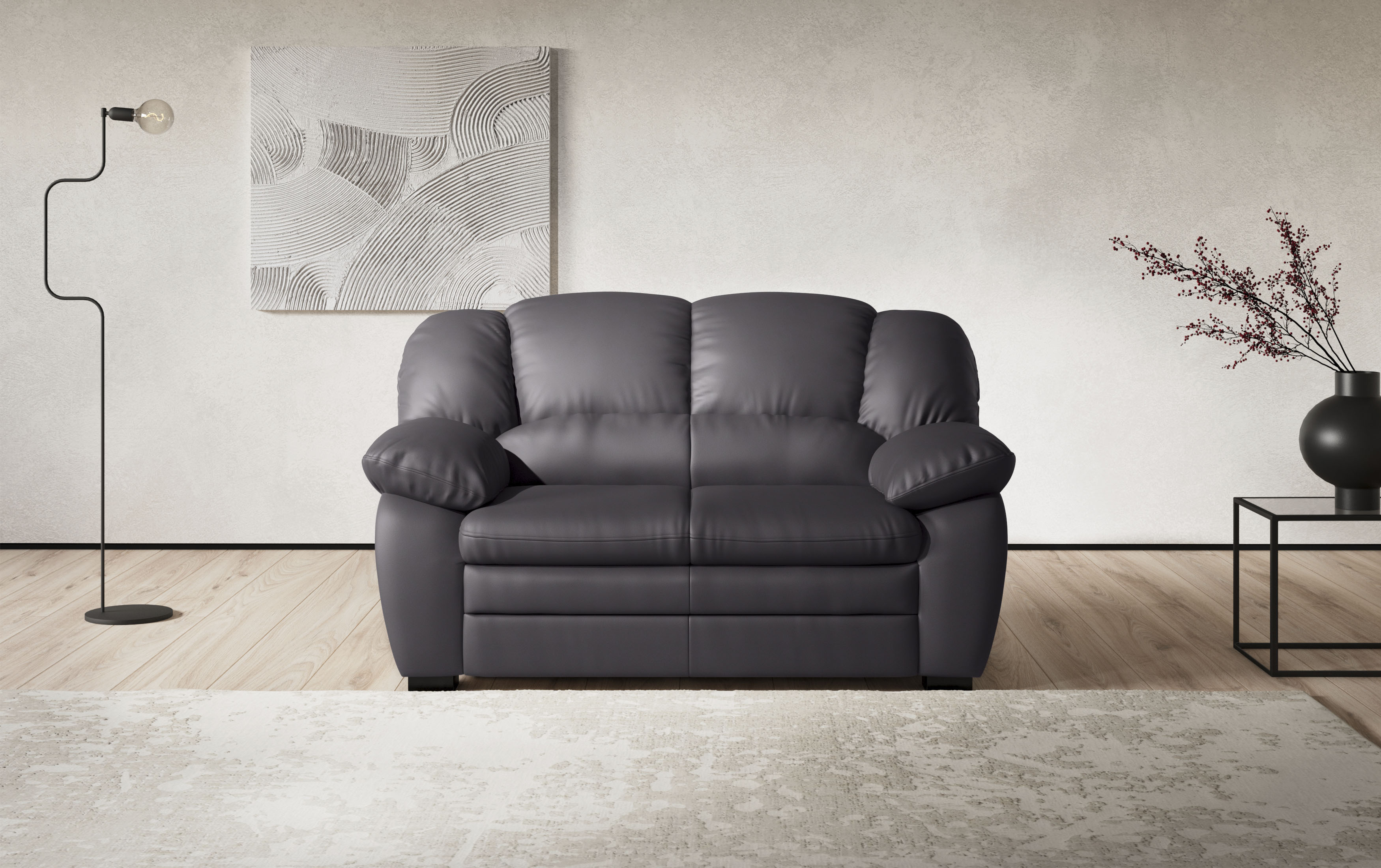 2-Sitzer COTTA "Casino", schwarz, B:159cm H:88cm T:92cm, Luxus-Microfaser (100% Polyester);NaturLEDER, echtes Rindsleder, Sofas, Polstergarnitur, auch als Set erhältlich